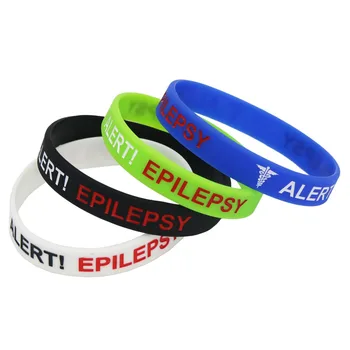 4PCS Epilepsija Apyrankės Medicinos Įspėjimo apie Epilepsiją, Silikoninė Apyrankė Juoda Balta Žalia Mėlyna Raištį Slaugytoja Bangles Papuošalai SH135