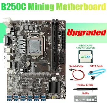 B250C ETH Miner Plokštė+G39XX CPU+Pertvara+SATA Kabelis+Switch Kabelis+Terminis Tepalas 12USB3.0 GPU Lizdas LGA1151 Už BTC