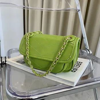 V linijos Mažas Kvadratas Crossbody maišelį 2021 m. Vasaros Nauji Aukštos kokybės PU Oda Moterų Dizaineris Rankinės Grandinės Petį Krepšys