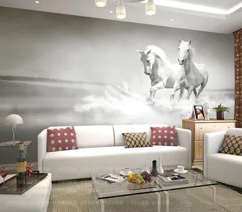 Arklys arklys didelės freskos tapetai Europos televizijos fone, fonas, sofa-lova, miegamajame tapetai Pasirinktinis Dydis