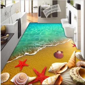 3d žievelės ir klijuoti sienų plytelės, grindų Vandenyno paplūdimio jūros vandens apvalkalas, vonios kambarys vinilo sienos lipdukas pvc lipnios tapetai, dekoras