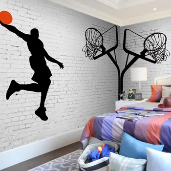 Didelė tema fitneso klubo krepšinio žvaigždė fone 3D trimatis sienų tapetai PVC nestandartinių dydžių